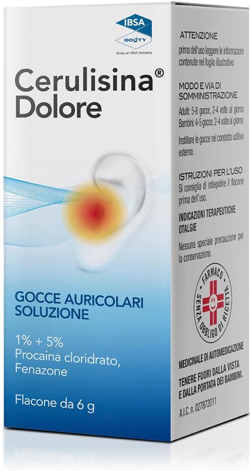 IBSA FARMACEUTICI ITALIA Srl Cerulisina, Dolore 1% + 5% Gocce Auricolari, 6 g