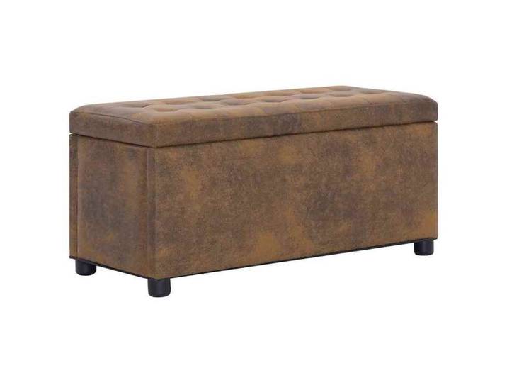 Pouf de rangement 87 5 cm Marron Similicuir daim