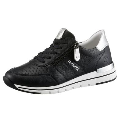 Keilsneaker REMONTE, Damen, Gr. 38, Textil, silber (nachtblau, silberfarben), Leder, unifarben mit Farbeinsatz, Schuhe Sneaker, mit gepolstertem Fußbett, Freizeitschuh, Halbschuh, Schnürschuh