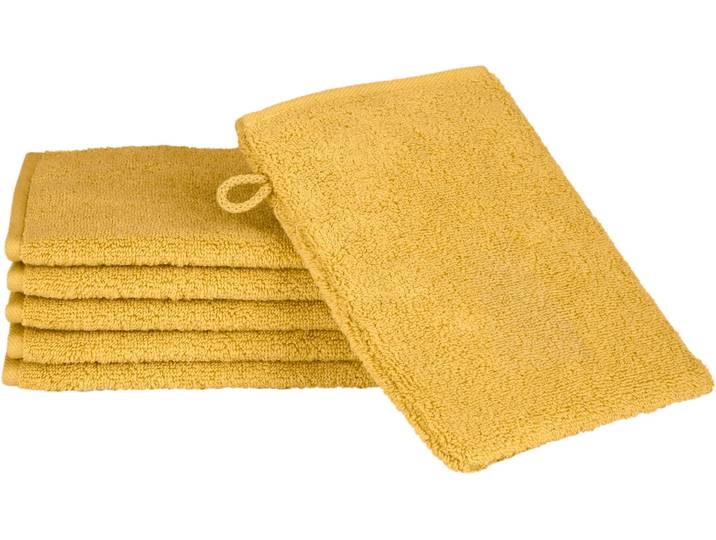 Waschhandschuh ROSS Sensual Skin , gelb (senf), B:16cm L:22cm, Frottier, Handtücher, Waschhandschuh, mit Aloe-Vera-Öl veredelt