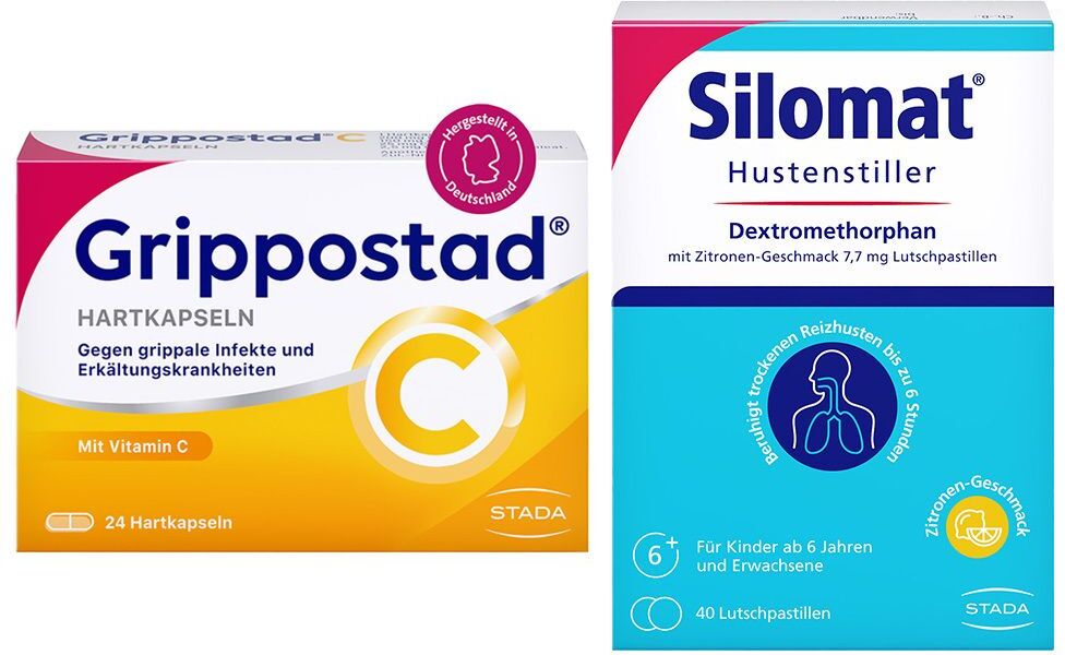 STADA Grippostad C Kapseln + Silomat Hustenstiller DMP Zitronen-Geschmack 7.7mg 1 St Kombipackung