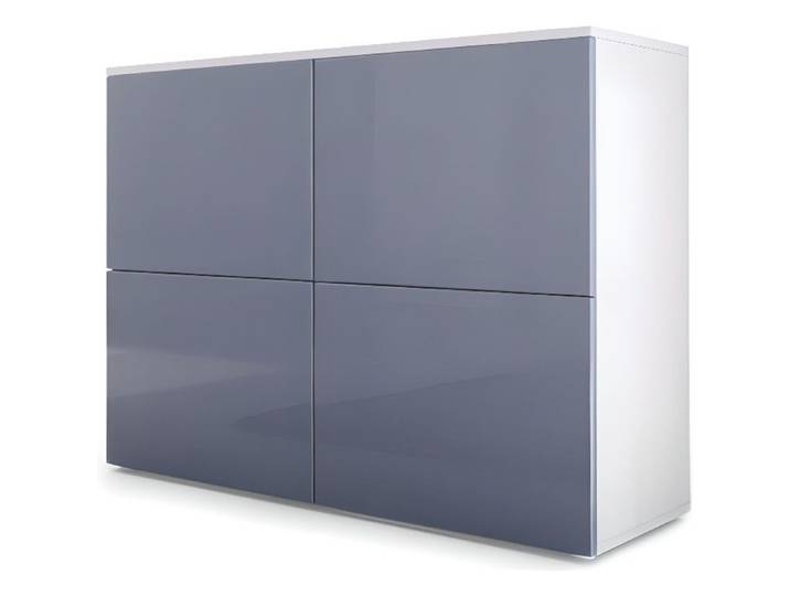 Vladon Commode buffet Rova en Blanc mat - Gris haute brillance - Gris haute brillance