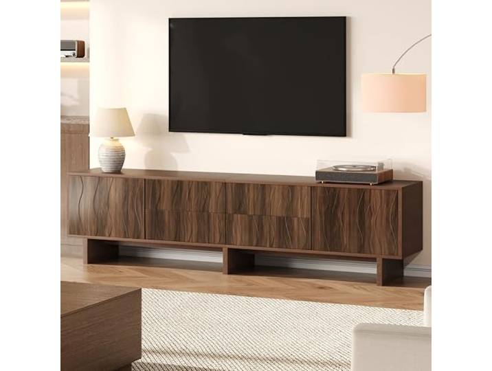 VIIOOIIV TV-Schrank, Lowboard 180 cm lang, Fernsehtisch für Wohnzimmer mit 2 Türen, Schublade und Schrank, Walnuss (180 * 40 * 56 cm)