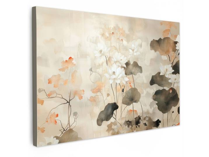 LEINWANDBILD Blumen - Japandi - Wabi sabi Gemälde 60x40 cm