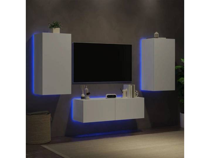 SALE 2025 Meuble TV muraux 3 pcs avec lumières LED - Armoire Basse Stéréo - blanc 53 34 Kg 5573