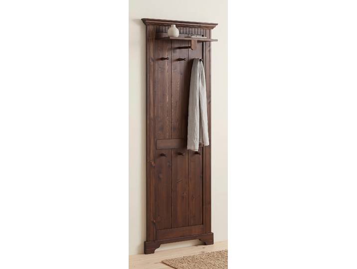 Garderobenpaneel GOODPRODUCT Rustic , braun (dunkelbraun), Garderobenpaneele, Garderobenpaneel, aus massiver Kiefer, Höhe 190 cm, mit Ablage, Holzhaken