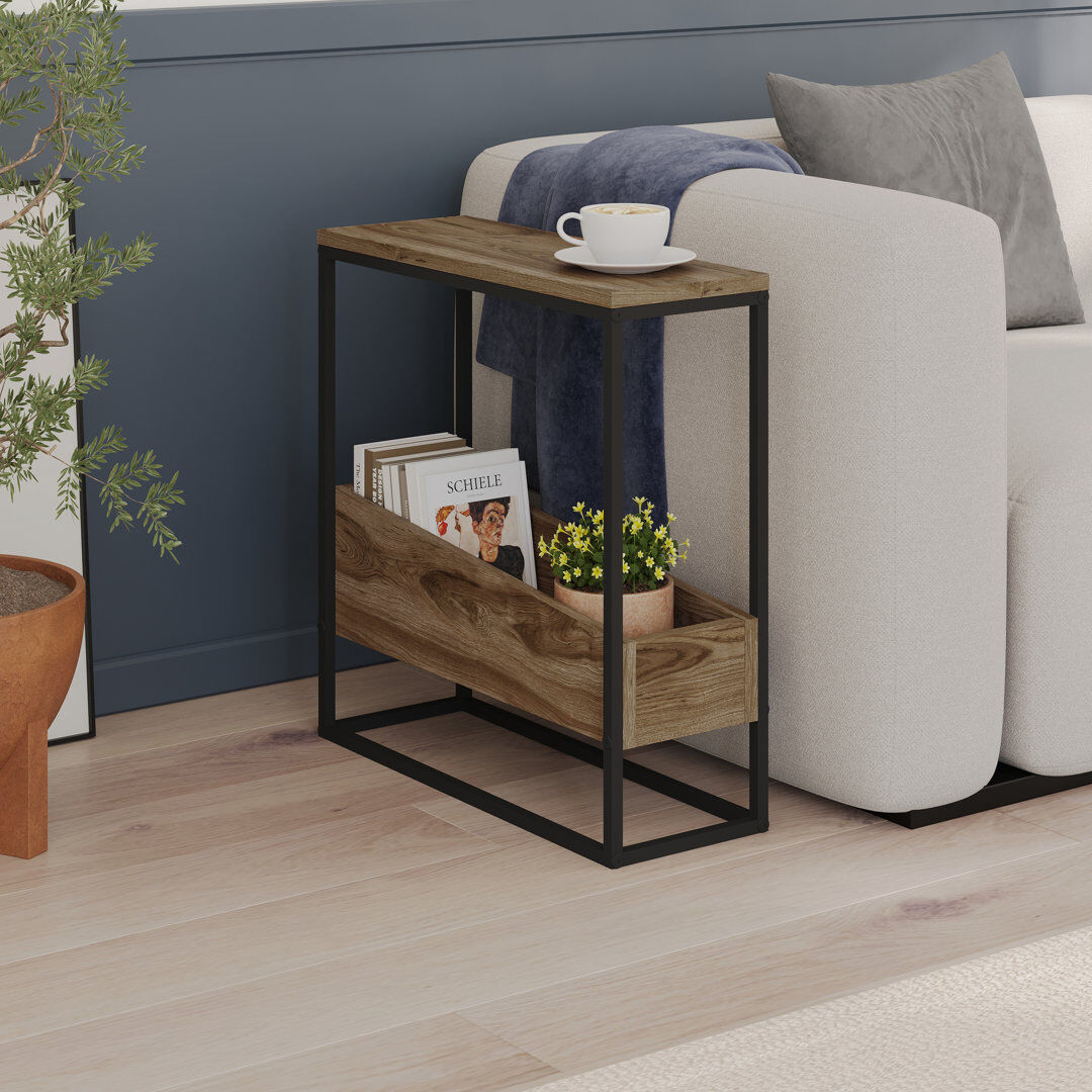 17 Stories Sled Side Table Whiskey Oak 60cm H X 60cm W X 22cm D