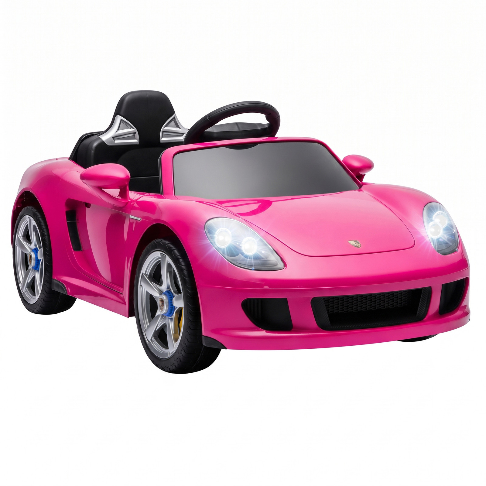 AIYAPLAY Porsche 12V elektrische kinderauto met lithium-accu, afstandsbediening, 2 motoren en achtervering