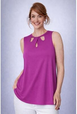 Plus Size Women's Sleeveless Cutout Knit Tunic by Jessica London in Deep Orchid (Size S)