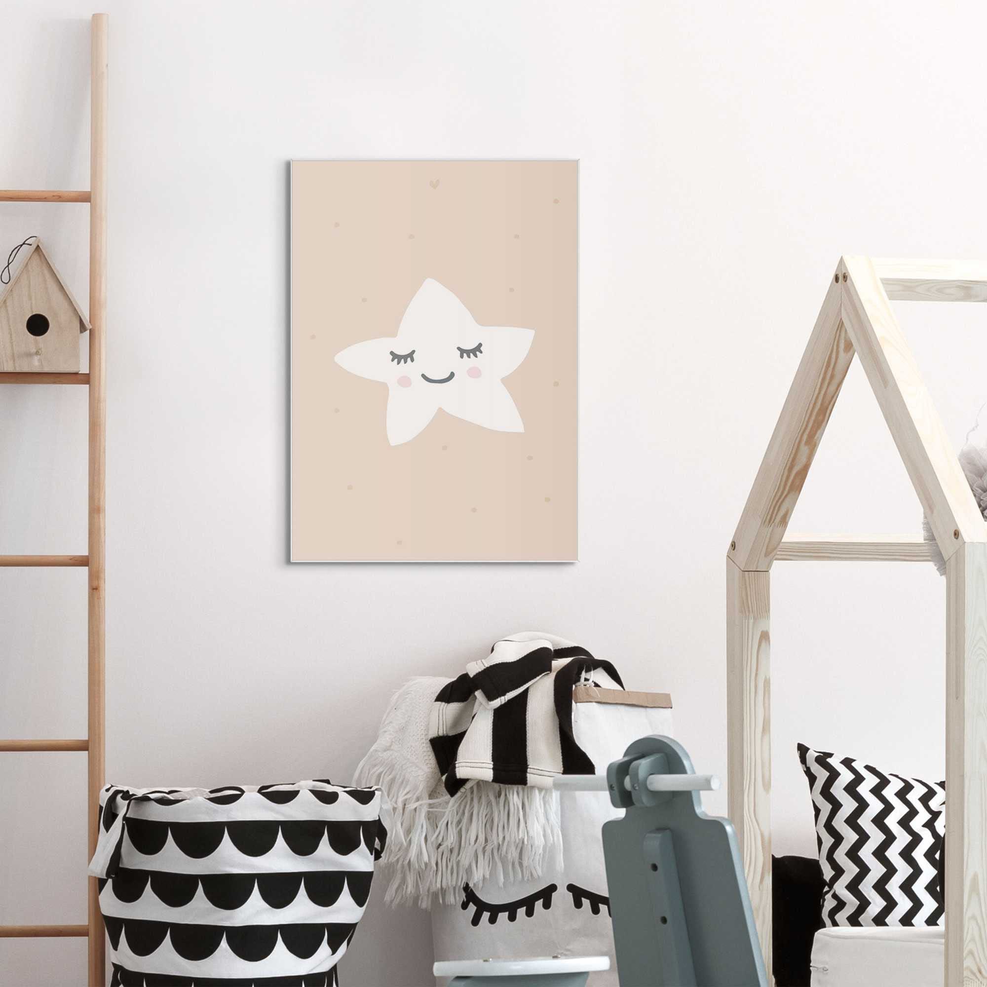 Reinders! Wandbild REINDERS "Slim Frame White 50x70 Sleeping Star", grün (farbe bild(er): khaki), B:50cm H:70cm T:2cm, MDF, Bilder, Wandbild farbe bild(er): khaki B/H/T: 50cm x 70cm x 2cm, Hochformat