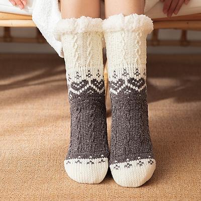 Winterliche Fußsocken für Damen, warm, flauschig, rutschfest, für drinnen, zum Schlafen zu Hause oder nach der Geburt