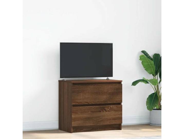 HEFZGDB TV-Schrank Braun Eichen-Optik 60x35x54 cm Holzwerkstoff mit 2 Schubladen Stauraum für Multimedia-Geräte, stabile Oberplatte für Fernseher, pflegeleicht und langlebig,