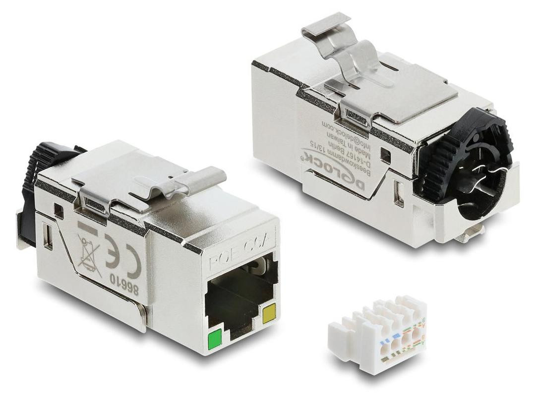 Delock Keystone-module RJ45-connector Cat.6A afgeschermd STP met PoE-LED