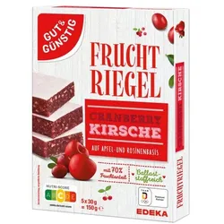 Gut & Günstig 5er-Pack Fruchtriegel Cranberry Kirsche 150g, rot