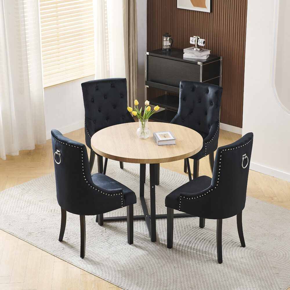 Marlow Home Co. Dining Set Black Ring Back Chairs#4