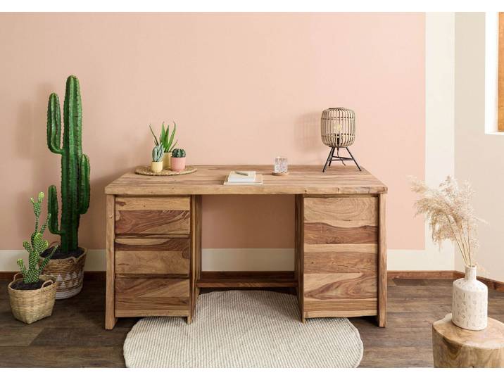 PURE SHEESHAM #210 Bureau en sheesham - laqué-sablé/naturel 150x75x78