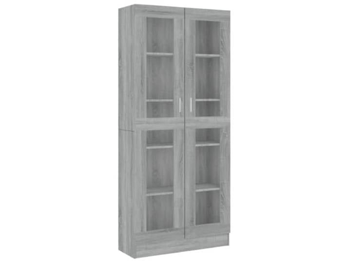 Helloshop26 Vitrinenschrank, modern, minimalistisch, großzügig, 82,5 x 30,5 x 185 cm, aus Sonoma-Holz, Grau, 02_0048220