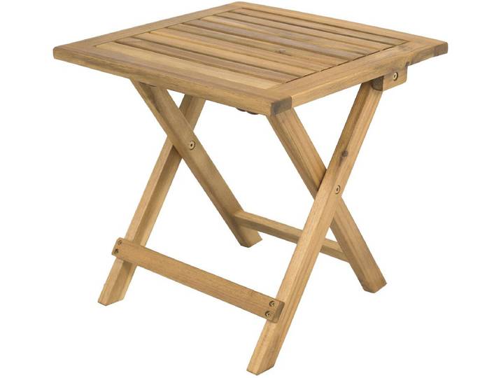 Table basse de jardin pliante en bois Portimao - 40 x 40 x 40 cm - Marron