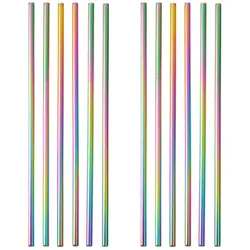 GRÄWE Edelstahl Trinkhalme 12er Set Regenbogen Gerade