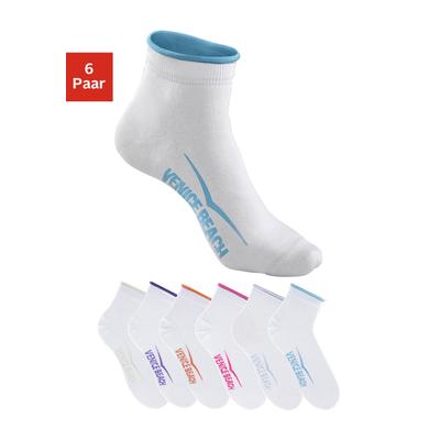 Kurzsocken VENICE BEACH "Sport & Lifestyle Sneaker Socken Damen", Damen, Gr. 39-42, weiß, Baumwolle, Elasthan, Polyamid, unifarben, elastisch, Socken, mit druckfreiem Bündchen