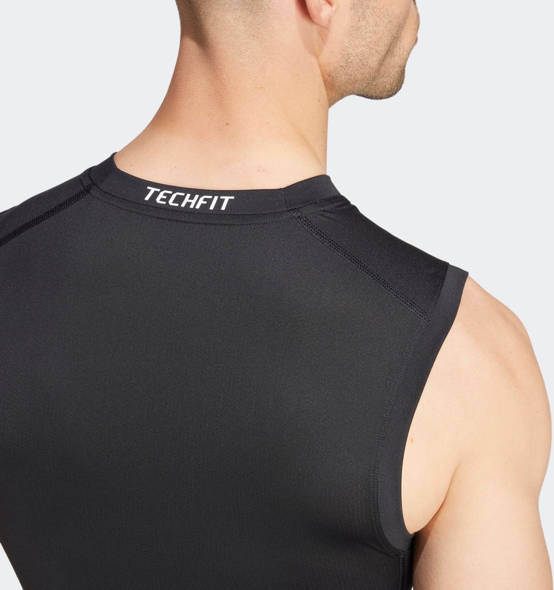 Tanktop ADIDAS PERFORMANCE "TECHFIT COMPRESSION TRAINING SLEEVELESS", Herren, Gr. XXL, schwarz, Obermaterial: 83% Polyester, 17% Elasthan, normal, Rundhals, Tops Tanktop, mit Rundhalsausschnitt, ohne Verschluss, normale Länge schwarz XXL