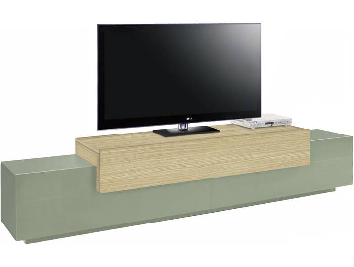 Lowboard HOME AFFAIRE Coro,Lowboard,TV-Kommode,TV-Möbel,TV-Bank , grün (eiche chopin, salbei), B:240cm H:51,6cm T:45cm, Sideboards, Lowboard, mit 3 Klappen, (B/T/H) 240x45x51,6 cm