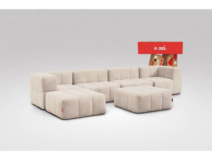 6-tlg. Modulsofa Beige – 2 Eckteile, 2 Mittelteile, 2 Hocker