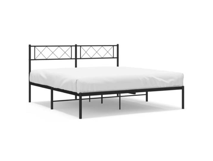 KKgypkn Metallbettgestell mit Kopfteil, schwarz, 140x200 cm, Stahl pulverbeschichtet, mit Lattenrost und Stauraum unter dem Bett
