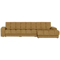 Chaiselongue Date aus Webstoff, klassisch rechts, Gold mit Vintage-Look, für 4-5 Personen