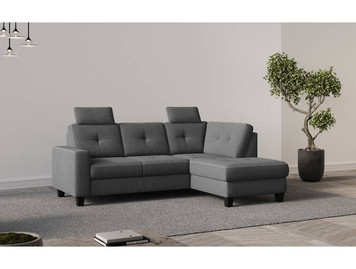 Ecksofa, 226x170 cm, Polyester, Grau, Mit Bettfunktion, Modern, Places of Style