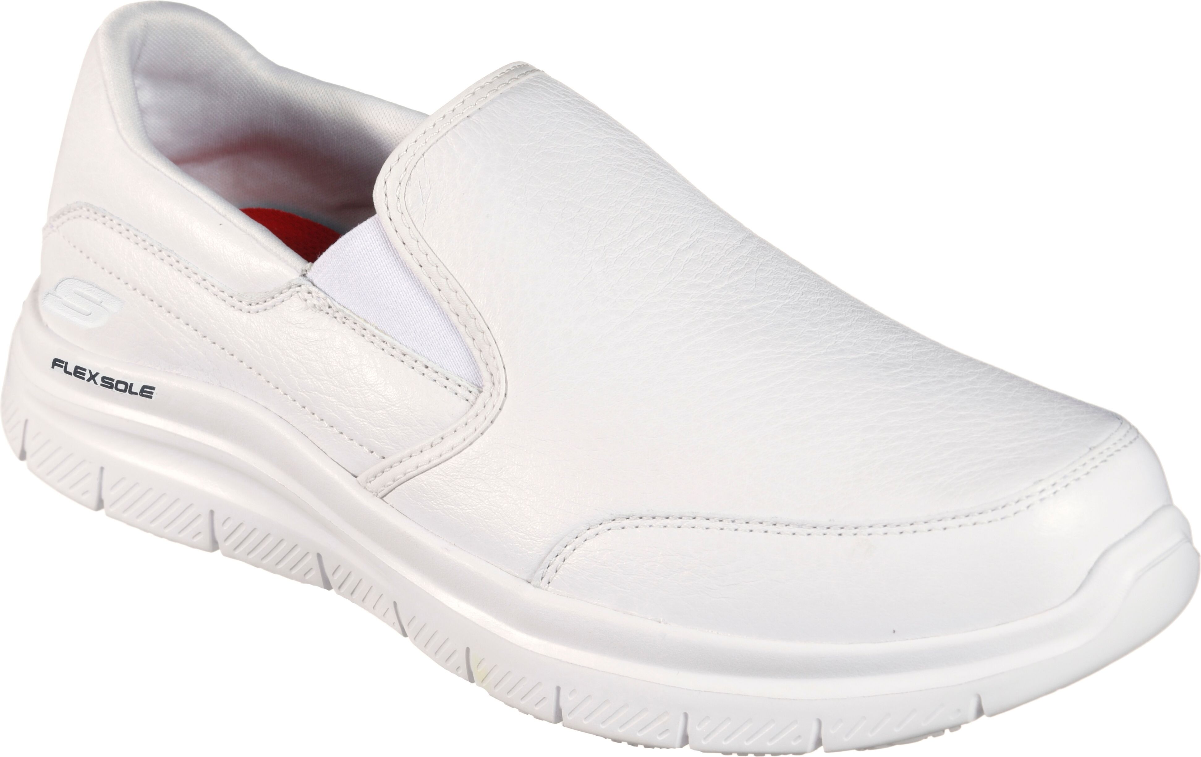 Berufsschuh SKECHERS "FLEX ADVANTAGE SR" Gr. 48,5, weiß, 48,5, Textil, Leder, Schuhe, Berufsschuh, Slipper für Gastronomie, Pflege, Krankenhaus mit Stretcheinsatz