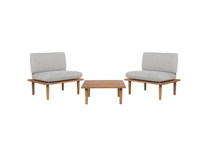 Beliani Lounge-Set 2-sitzer Akazienholz Hellbraun Frascati, Grau, Holz, Gartenmöbel, Gartengarnituren, Gartenmöbel-Sets