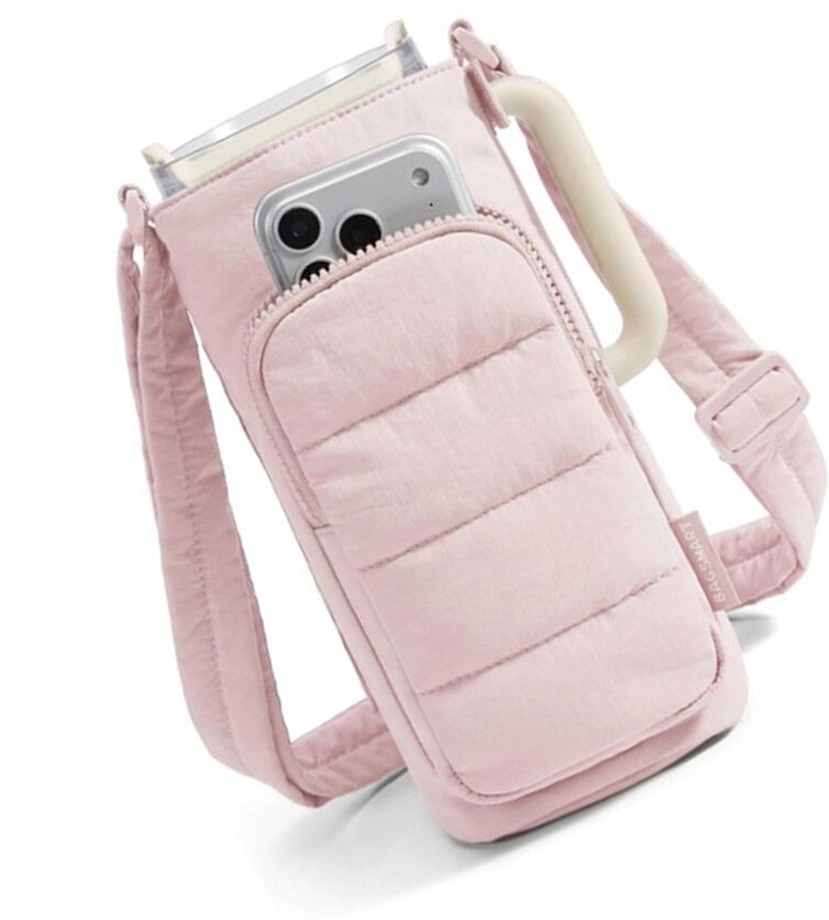 INF Magnetische Trinkflaschentasche, kompatibel mit Stanley 40oz, Smartphone-Halterung und verstellbarem Schulterriemen Rosa