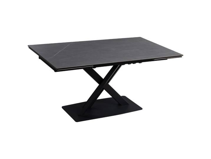 Novel Esstisch, Anthrazit, Schwarz, Metall, Glas, Keramik, rechteckig, eckig, Bodenplatte, 90x76x160-240 cm, ausziehbar, Esszimmer, Tische, Esstische, Glastische