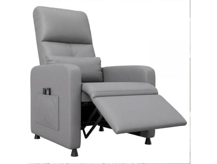 Elektrischer Relaxsessel Mit Massage Und Wärme, Verstellbarer Sessel Grau Leder Einzelsessel,Hohe Rückenlehne,Dicke Polsterung,4 Massagezonen,Lendenheizung,USB-Anschluss,Seitentaschen,Leiser Motor