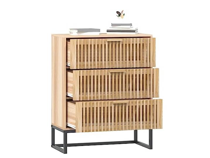 KTHLBRH Sideboard 60 x 30 x 75 cm aus mehrschichtigem Holz Schubladen aus Holz, Beine aus Eisen, Kapazität 70 kg, Aufbewahrungsschrank