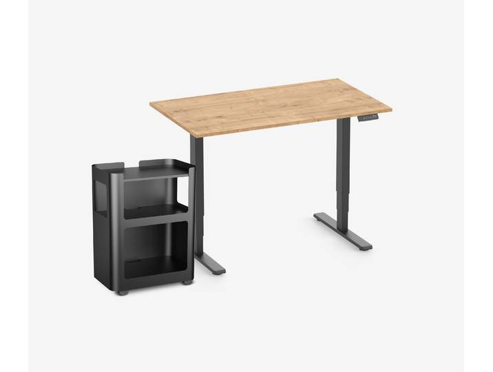 FOKUS Schreibtisch + Rollwagen Eiche Schwarz 120x70