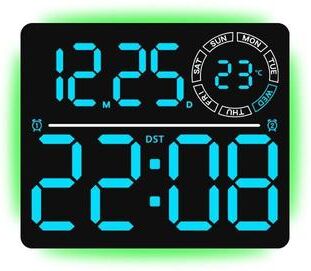 Inspired Deals RGB LED Digital Wall Clock With Large Display, Dual Alarm, Timer & Ambient Night Light black Blue