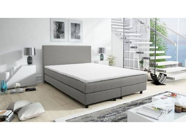 Kuechen-preisbombe Boxspringbett Boxbett Glenn 1 Hotelbett 140x200 Bonellfederkern Bett Topper hellgrau