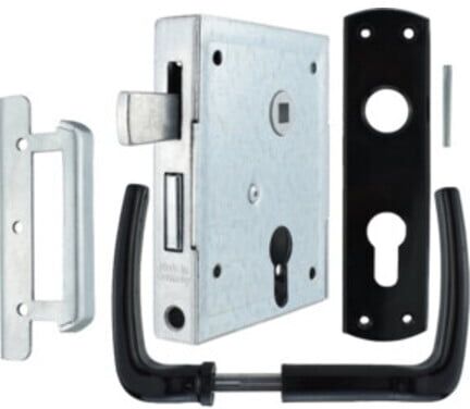 Bever & Klophaus Universal-Kastenschloss, Stahl, DIN-L/R-Anschlag, PZ-Schlosskasten und Schließblech, für Türen (89PK)
