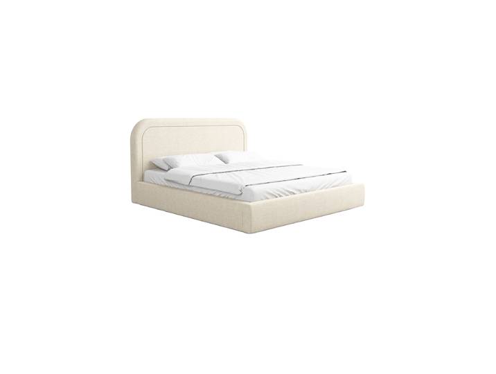 Design Polsterbett „Masal“ mit Ablagefach, Webstoff Cream Strukturstoff Cream BLOOMINGLOFT Collection