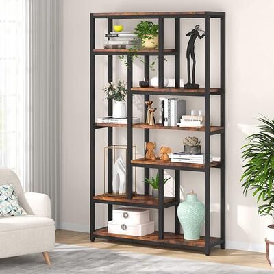 ROSE 79 Inches Tall Bookshelf Bookcase Storage Display Shelves