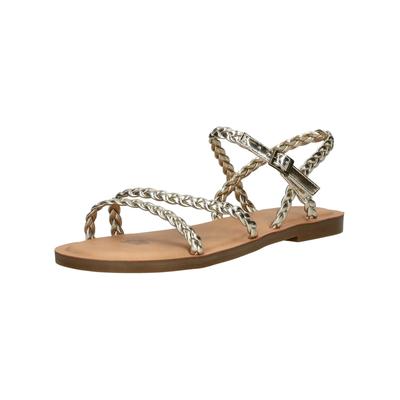 Riemchensandale TOMS "TOMS Sandalen Lederimitat", Damen, Gr. 36,5, gold, Lederimitat, Schuhe Riemchensandale