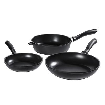 Pfannen-Set KRÜGER "Aluguss Pfannenset LEIPZIG, 3 tlg.", schwarz, Ø:28cm, Pfannen, hochwertige Antihaft-Versiegelung