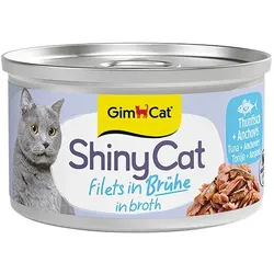 GimCat ShinyCat Brühe 70g-Dose  Katzennassfutter Thunfisch & Anchovis 24 x 70g
