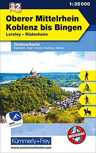 Hallwag Kümmerly+Frey AG - Oberer Mittelrhein Koblenz bis Bingen Nr. 32 Outdoorkarte Deutschland 1:35 000: Loreley, Rüdesheim, free Download mit HKF Outdoor App (Kümmerly+Frey Outdoorkarten Deutschland) - Preis vom 17.10.2026 19:25:27 h