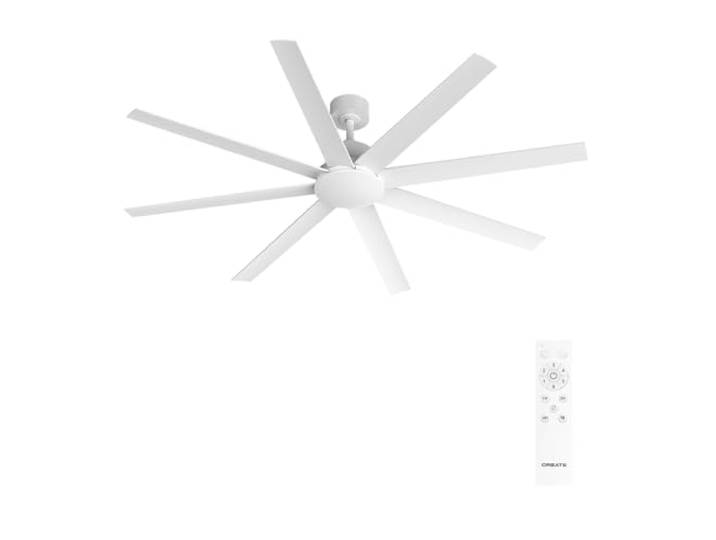 CREATE / WIND INDUSTRIAL XL/Ventilateur de plafond blanc avec télécommande / 40W\, Silencieux\, Ø165 cm\, 6 vitesses\, programmable\, fonction été-hiver