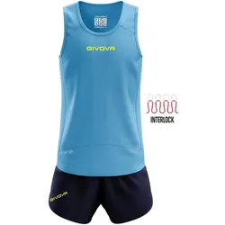Givova, Unisex, Sportshirt, Set aus Tanktop und Shorts (S), Blau, Türkis, S