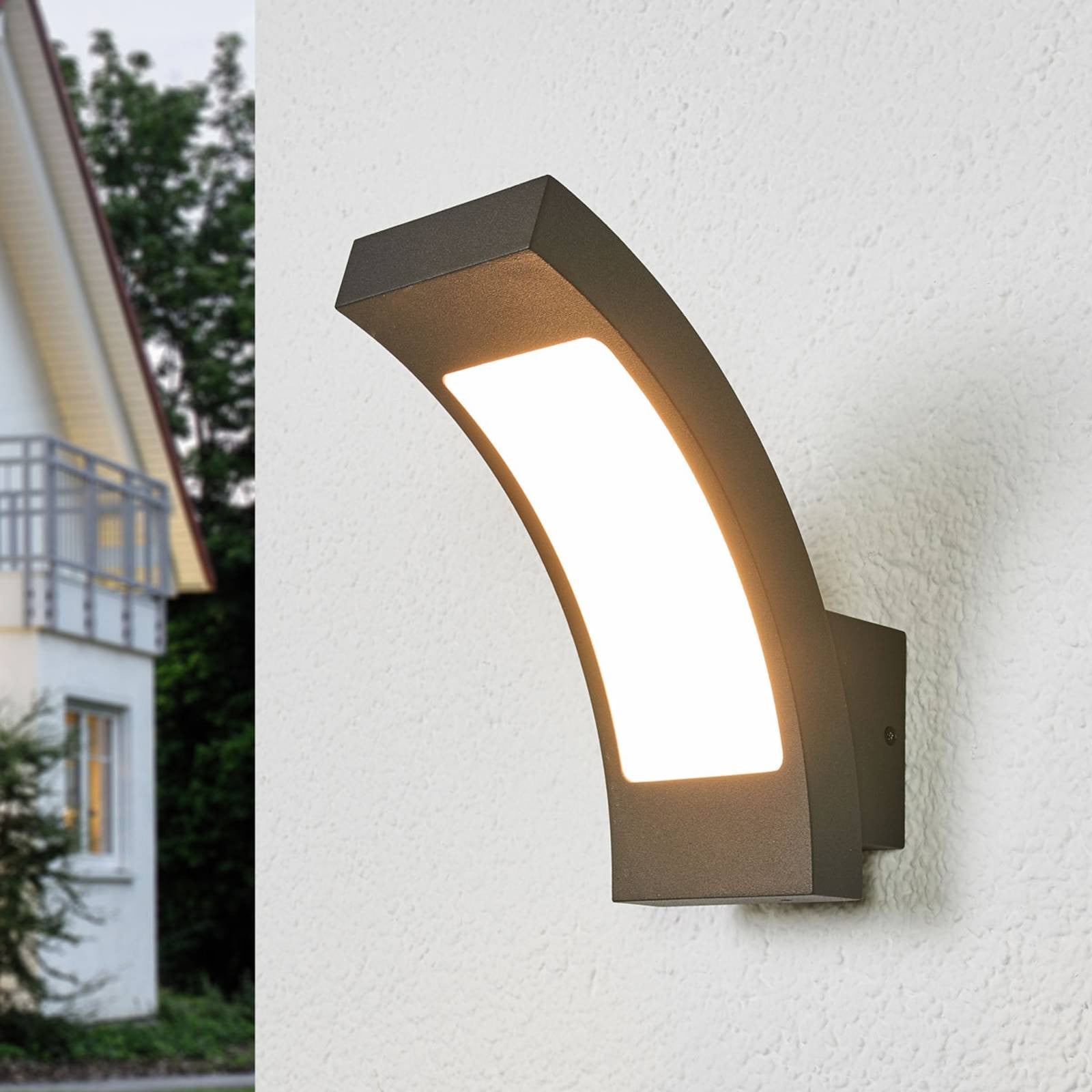 Lucande Juvia Modern LED Buitenwandlamp - Zwart - Aluminium