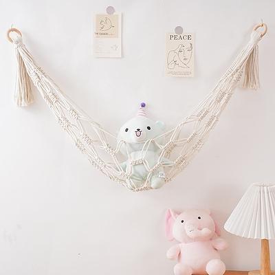 Kuschelhängematte, Spielzeughängematte zum Ordnen von Stofftieren und Kinderspielzeug, Wandteppich-Aufbewahrungstasche im Bohemian-Stil für Kinderzimmer, Schlafzimmer, Spielzimmer